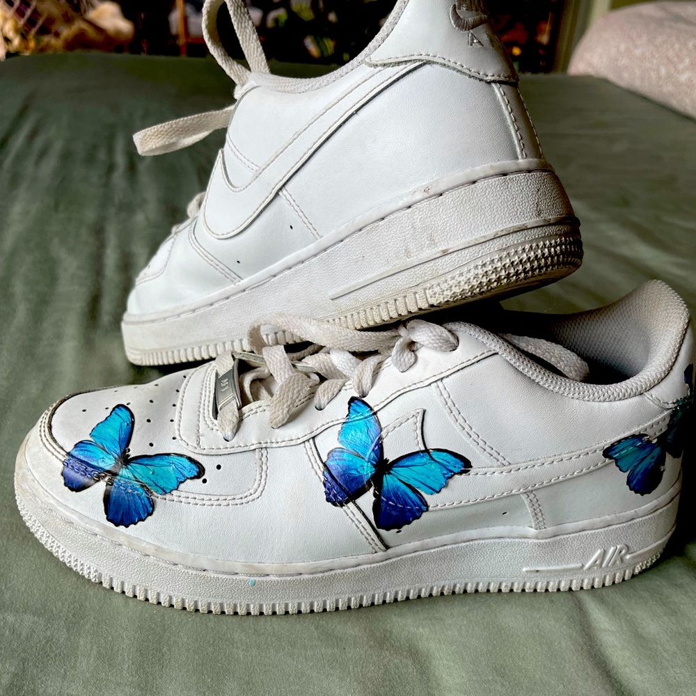 Nine Air Force 1 hand custom painted butterflies